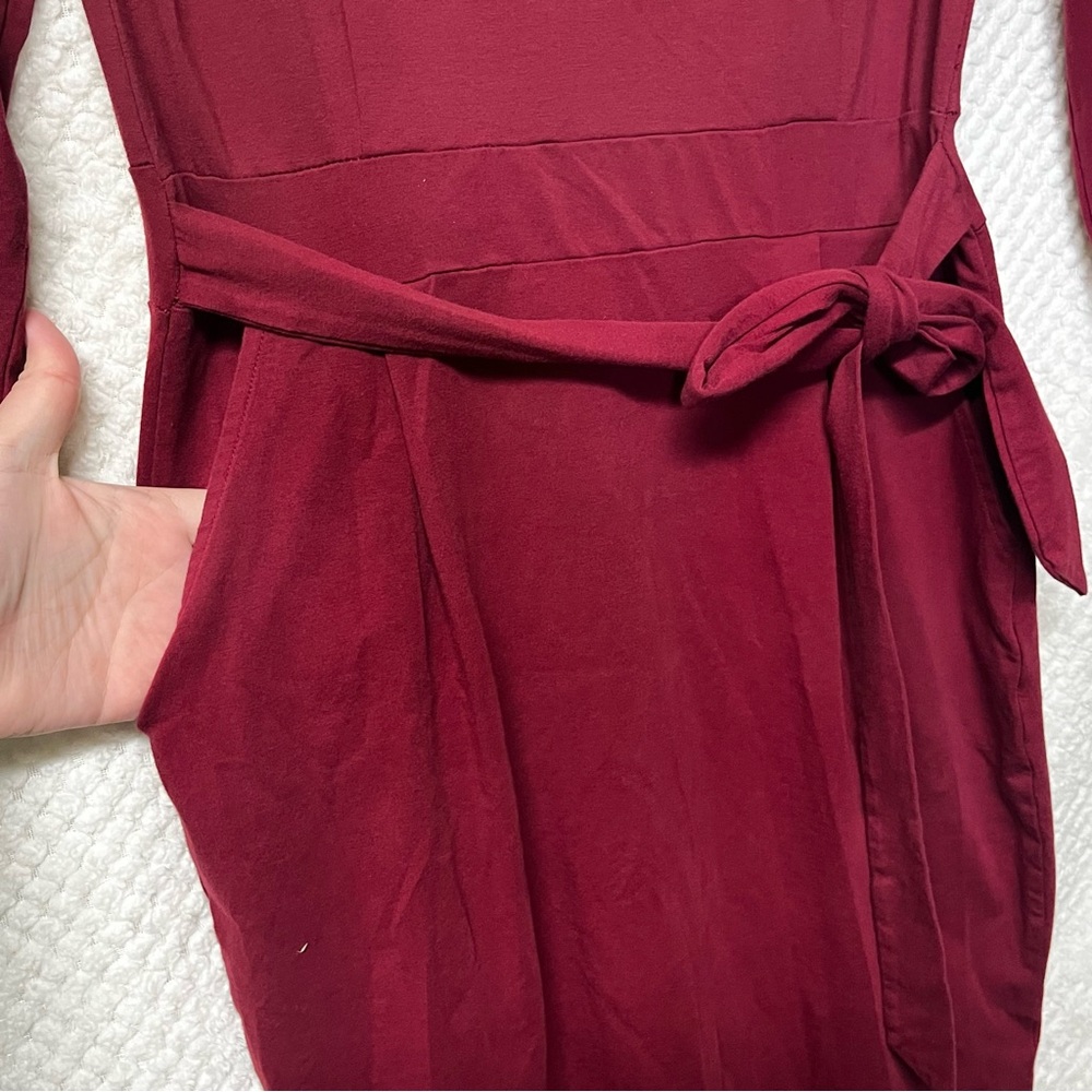 Pretty Garden Womens Dress Fitted Style Chic Burgundy Mini Dress Pockets Medium - Picture 5 of 7